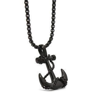 Lemu Jewelry Men's Nautical Anchor Necklace